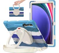 Compatible with Samsung Galaxy Tab S10 Ultra 14.6" 2024 X920 Shockproof Kids Case,360 Degree Rotating Handle Stand Bracket Heavy Duty Rugged Cover,[Kickstand] [Shoulder Strap] (Blue C)