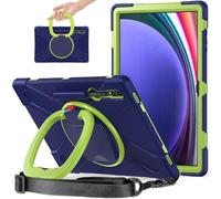 Compatible with Samsung Galaxy Tab S10 Ultra 14.6" 2024 X920 Shockproof Kids Case,360 Degree Rotating Handle Stand Bracket Heavy Duty Rugged Cover,[Kickstand] [Shoulder Strap] (Blue G)