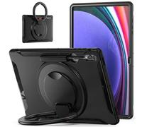 Compatible with Samsung Galaxy Tab S10 Ultra 14.6 inch 2024 SM-X920 Case, Case, Full-Body Protective Case Rugged Hybrid Bumper Protective Cover with Handle Grip,Swivel Stand ZY (BLACK)