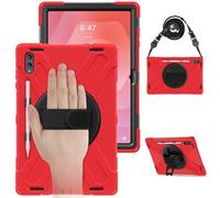 Compatible with Samsung Galaxy Tab S11 Ultra 14.6" 2025 (SM-X930/SM-X936B) Case with Pen Holder,Military Grade Shockproof Protective Cover Stand Hand Strap&Shoulder Strap Swivel Kickstand(Red)