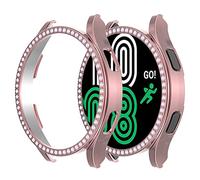 Compatible with Samsung Galaxy Watch 4 40mm 44mm 2021 Diamond PC Plating Bumper Case Bling Crystal Shiny Glitter Frame Hard Protective Shell Cover for Galaxy Watch 4 2021 (40mm, Pink)