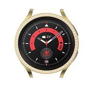 Compatible with Samsung Galaxy Watch 5 Pro 45 mm Diamond PC Plating Bumper Case Bling Crystal Diamonds Shiny Glitter Frame Hard Protective Case for Galaxy Watch 5 Pro 45 mm (Gold)