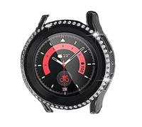 Compatible with Samsung Galaxy Watch 5 Pro 45 mm Diamond PC Plating Bumper Case Bling Crystal Diamonds Shiny Glitter Frame Hard Protective Case for Galaxy Watch 5 Pro 45 mm (Clear)