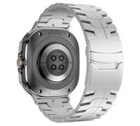 Compatible with Samsung Galaxy Watch 7 Ultra Band 47mm, Solid Men Stainless Steel Metal Replacement Robust Titanium Link Wristband (Silver)