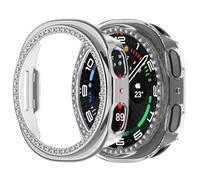 Compatible with Samsung Galaxy Watch 8 44mm Bling Diamond Case PC Bumper Protective Cases Women Men Crystal Shining Rhinestone Cases Smartwatch Accessories Case (Clear Silver, 44mm)