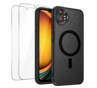 Compatible with Samsung Galaxy XCover7 Pro Case - Magnetic Fit Slim Frosted Translucent Soft TPU Cover with 2 Pack Screen Protector, Shockproof Protection, Raised Camera Guard, Anti-Fingerprint, Black