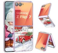 Compatible with Samsung Galaxy Z Flip 7 Case Clear Slim Protective Cases Santa TPU Z Flip 7 Back Cover Full Body Protector Animal Thin Phone Case for Samsung Galaxy Z Flip 7 5G Christmas (White)
