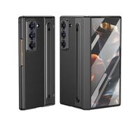 Compatible with Samsung Galaxy Z Fold Special/W25 Hinge Case w Stylus Pen, Built-in Screen Protector & Pen Slot,Leather +PC All-Inclusive Shockproof Full Body Cover (Black)