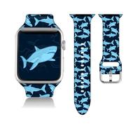 Compatible With Shark Apple Watch 38/40/41/42/44/45mm For Women Men,Soft Silicone Shark Gifts Decorations Replacement Wristband Band For Iwatch Series 9 8 7 6 5 4 3 2 1 SE.38mm/40mm/41mm.Shark Gifts