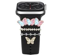 Compatible with Silicone Bands for Apple Watch 38mm 40mm 41mm 42mm 44mm 45mm 46mm 49mm, Decorative Diamond Metal Straps Accessories for iWatch 11 10 9 8 7 6 5 4 3 3 21 SE Ultra