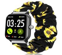 Compatible with Spade & Co Health Smartwatch 4 bands, Fabric Elastic Scrunchie Elastic Watch Band Cute Replacement Straps Compatible with Spade & Co Health Smartwatch 4 1.85 Inches (Sunflower, 22mm