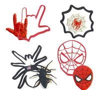 Compatible With Spider-Man Head/Face, Spidey Hand, Spider and Web Cookie Cutters (4 Pack)