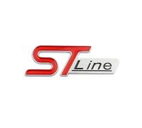 Compatible with ST LINE Logo Front Grill Emblem Badge Car Rear Trunk Sticker(Silver red)