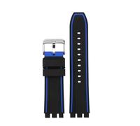 Compatible With SWATCH silicone watch strap 19mm 20mm 21mm Swatch Universal men's women Soft sport style rubber Watchband bracelet Free tool(Black Blue Silver,20mm)