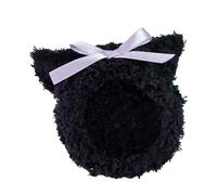 Compatible with Tamagotchi Case with Animal Ears, Soft Plush Cover with Ribbon Bow for Tamagotchi Paradise - Bear & Bunny Shaped Protector for Kids and Collectors (Black)
