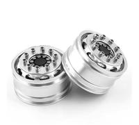 Compatible With Tamiya 1/14 Truck RC Tractor Trailer Cargo Car Wheels Tires,Front 25Mm Powered 2PCS Metal Front Rear Wheel Rim Hubs RC Tire Set