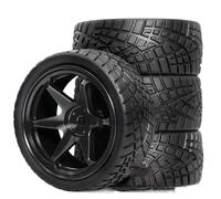 Compatible With Tamiya For TT01 For TT02 XV01 TA06 A959 PTG2 For HPI For KYOSHO PTG2 1/10 RC Car Parts Tyres Aluminum Wheels OD 2.56" 4pcs Rc car tires wheels rims(Black)