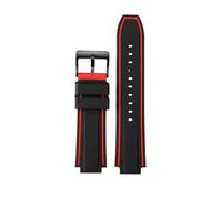 Compatible With timex E-tide Compass Wrist band T2N739 T2N720 T2N721 convex mouth 16mm strap waterproof silicone men's watchband bracelet(Striped red-black)