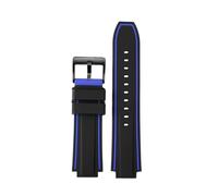 Compatible With timex E-tide Compass Wrist band T2N739 T2N720 T2N721 convex mouth 16mm strap waterproof silicone men's watchband bracelet(Striped blue-black)