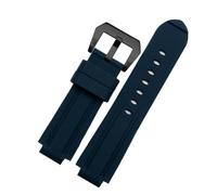Compatible With timex E-tide Compass Wrist band T2N739 T2N720 T2N721 convex mouth 16mm strap waterproof silicone men's watchband bracelet(Blue-black)