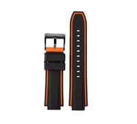 Compatible With timex E-tide Compass Wrist band T2N739 T2N720 T2N721 convex mouth 16mm strap waterproof silicone men's watchband bracelet(Striped orange black)