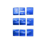 Compatible With Toyota For CHR Car Window Glasses Lift Engine Start Stop Gear Shift Panel AC Button Cover Switch Frame Trim Car Button Decal(Blue)