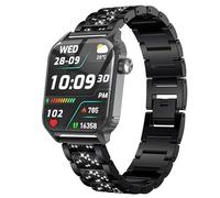 Compatible with TRAUSI Smart Watches Bands, Women Jewelry Bling Diamond Metal Dressy Strap Adjustable Replacement Strap Accessories Sports Band for Men Women Compatible with TRAUSI TG08 1.83" HD Smart
