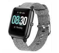 Compatible with UMIDIGI Smart Watch Uwatch3, Large Small Soft Woven Fabric Breathable Accessories Strap Replacement Wristband Women Men Compatible for UMIDIGI Uwatch3/UMIDIGI UFit/Uwatch GT (Gray)