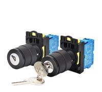 Compatible With VaneAims 22mm LA36M Key Switch 12V 220V 10A 2 Position 1NO On Off Knob Button 2NO 3 Position Switch Selector With Key Universal Fit(2 position 1NO)