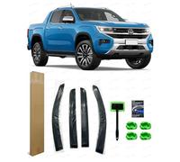 Compatible with VW Amarok 2023-2026 Wind Deflectors Rain Guards & Car Window Cleaning Fluorescent Long Handle Microfibre Drying Cloths 5-Pack Set | Complete Rainy Day Car Care Kit
