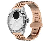 Compatible with Withings Smartwatch Bands, Lamshaw 18mm, 20mm Solid Stainless Steel Metal Band with Butterfly Folding Clasp Link Bracelet Compatible with Withings ScanWatch 2 38mm, 42mm/Scanwatch Nova