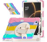 Compatible with Xiaomi Pad 7 Ultra 14" 2025 Shockproof Case,Three-in-one Shatter-Resistant Shell, 360 Degree Rotating Multi-Function Grip Bracket (Colorful Pink)