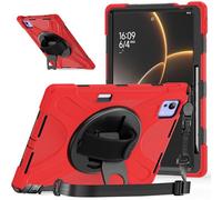 Compatible with Xiaomi Pad 7 Ultra 14" 2025 Shockproof Case,Three-in-one Shatter-Resistant Shell, 360 Degree Rotating Multi-Function Grip Bracket (Red)