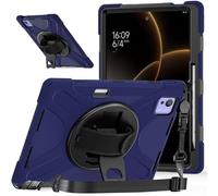 Compatible with Xiaomi Pad 7 Ultra 14" 2025 Shockproof Case,Three-in-one Shatter-Resistant Shell, 360 Degree Rotating Multi-Function Grip Bracket (Navy Blue)