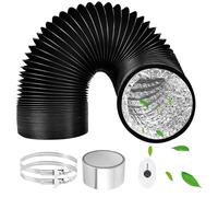 ComPDCVD 125mm Flexible Ducting 3m White Aluminium PVC Ventilation Air Ducting with 2 Hose Clamps Air Ducting Tumble Dryer Vent Hose for Air Conditioning, Tumble Dryer, Extractor Hood