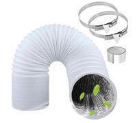 ComPDCVD 150mm Aluminium PVC Ventilation Air Ducting 3m Flexible Vent Hose | Flexible Ducting with 2 Clamps Heat Ducting for Air Conditioner, Dryer, Extractor Fan, Tumble Dryer, Grow Tent, Heater, White