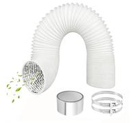 ComPDCVD 80mm Tumble Dryer Vent Hose 3m PVC Aluminium Foil Flexible Ducting with 2 Hose Clamps Flexible Aluminum Air Ducting Air Conditioning Hoses Extension for HVAC Ventilation Extractor Hood(White)