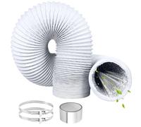 ComPDCVD Ducting Tumble Dryer Hose Portable Air Conditioner Hose Clothing Dryer Hoses Venting Duct PVC Flexible Air Con Vent Universal Pipe (100mm Ducting White)