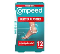 Compeed Mixed Size Blister Plasters, 12 Hydrocolloid Plasters, Foot Treatment, Heal Fast, 100% Plastic Free Carton Pack