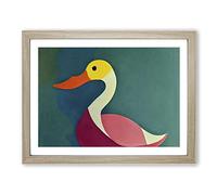 Compelling Abstract Duck Framed Print | A4 Oak Framed Wall Art | Ready to Hang | Abstract Animal Picture | Living Room Bedroom Lounge Office