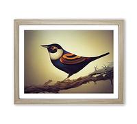 Compelling Bird Framed Print | A3 Oak Framed Wall Art | Ready to Hang | Modern Nature Picture | Living Room Bedroom Lounge Office
