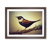 Compelling Bird Framed Print | A4 Walnut Framed Wall Art | Ready to Hang | Modern Nature Picture | Living Room Bedroom Lounge Office
