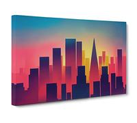 Compelling City Skyline Architecture Canvas Print | Gallery Wrapped 30mm Frame Wall Art | 30x20 inches | Ready to Hang | Contemporary Cityscape Picture | Living Room Bedroom Lounge Office