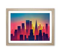 Compelling City Skyline Architecture Framed Print | A2 Oak Framed Wall Art | Ready to Hang | Modern Cityscape Picture | Living Room Bedroom Lounge Office