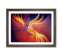 Compelling Phoenix Bird Framed Print | A2 Walnut Framed Wall Art | Ready to Hang | Modern Nature Picture | Living Room Bedroom Lounge Office