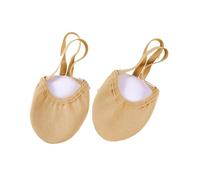 Competition Dance Gymnastics Shoes Half Palm Four Sided Elastic Cloth Sports Shoes for Fitness and Exercise(Camel,M 35-36)