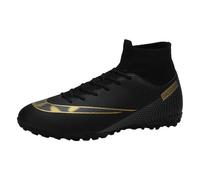 Competitive Unisex Kids Soccer Shoes Men Indoor Outdoor Football Boots Athletic Turf Mundial Team Cleat Running Sports Lightweight Breathable Anti-Skid Damping Shoes Black