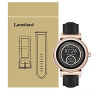 Compitable for Michael Kors Sofie Band, LvBu Leather Strap Replacement Band Straps Compitable for Michael Kors Access Sofie Gen 3 / MK Runway Smartwatch (Black)