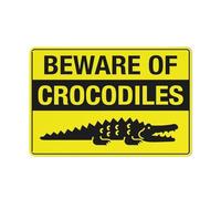 Compladeta Beware Of Crocodiles Bright Yellow Sign Warning Tin Sign Home Kitchen Farm Garden Garage Wall Decor 12X8Inch