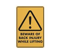 Compladeta Caution Beware Of Back Injury While Lifting Sign Outdoor Metal Sign - 12 X 8 Metal Signs For Business, Workplace, Office, Home, Delivery Signs, Road Signs, Garden Signs